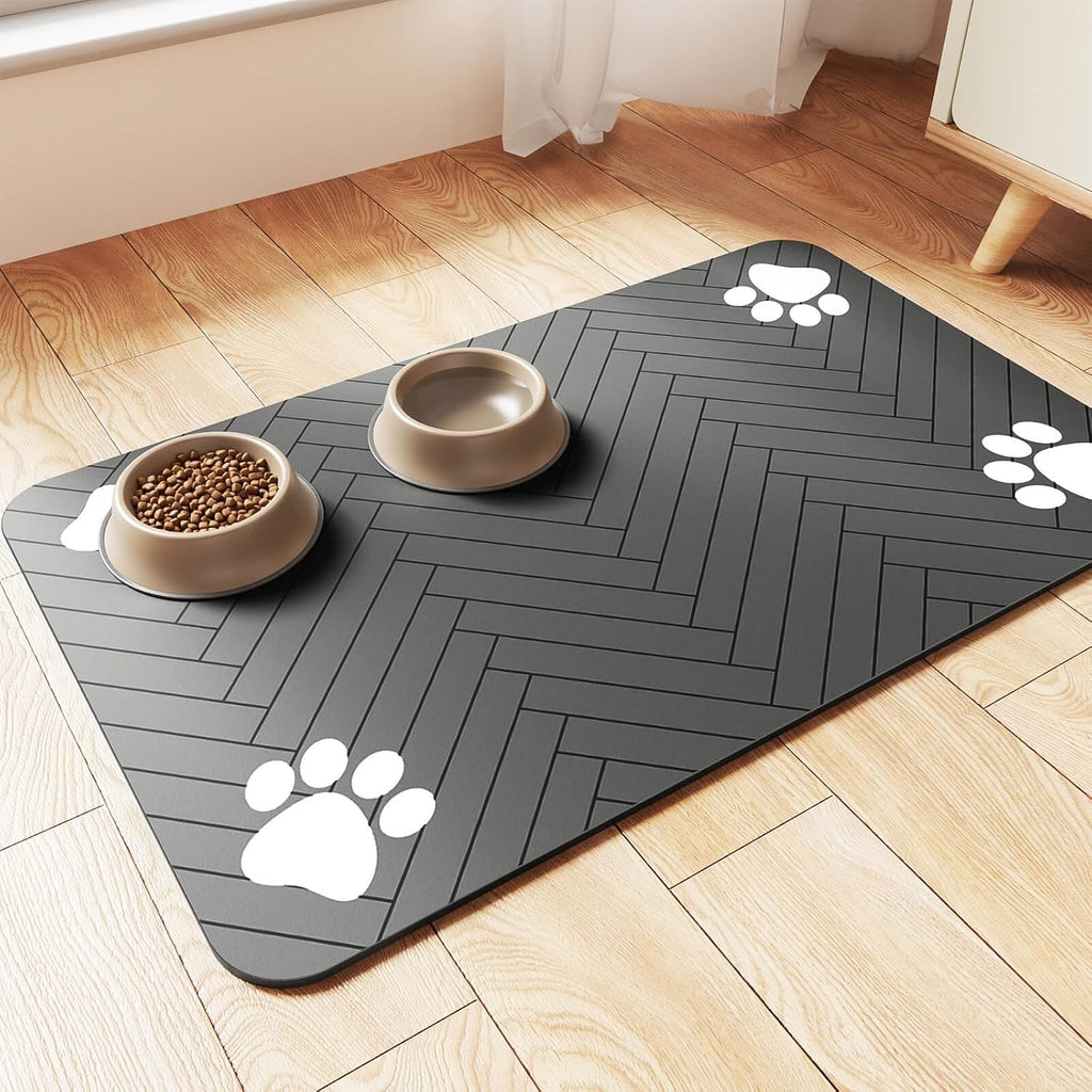 Pet Feeding Mat-Absorbent Pet Placemat for Food and Water Bowl, with Waterproof Rubber Backing, Quick Dry Water Dispenser Mat for Dog and Cat